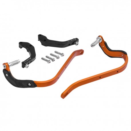 ZETA Zestaw PRO Aluminiowe osłony dłoni / handbary pomarańczowe + mocowanie handbarów BC-MOUNT czarne HUSQVARNA KTM GAS GAS